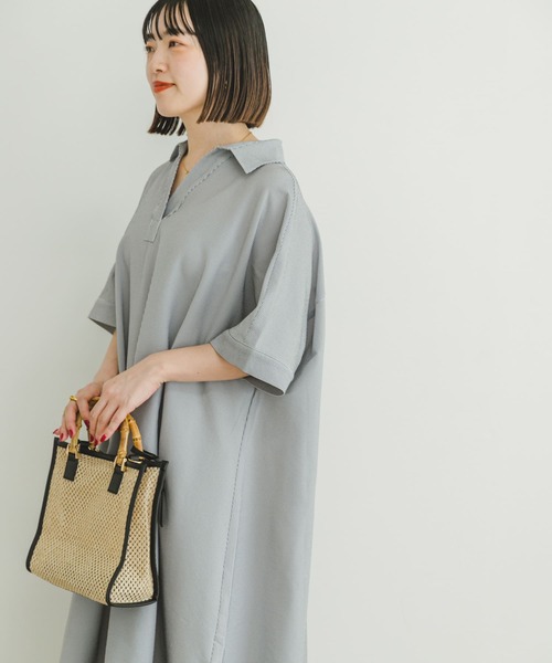 ITEMS URBANRESEARCH(アイテムズ アーバンリサーチ)の「サッカーストライプスキッパーワンピース(ワンピース・レディース・ブラック・FREE)」の8枚目の写真