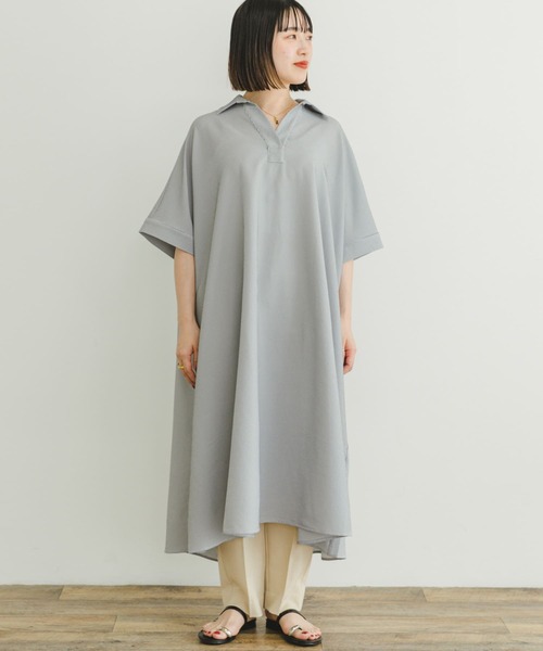 ITEMS URBANRESEARCH(アイテムズ アーバンリサーチ)の「サッカーストライプスキッパーワンピース(ワンピース・レディース・ブラック・FREE)」の9枚目の写真