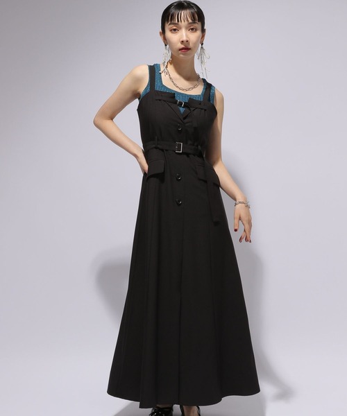 HARE(ハレ)の「テーラードライクジャンスカ(HARE)(ジャンパースカート・レディース・グレー/ブラック・FREE)」の2枚目の写真