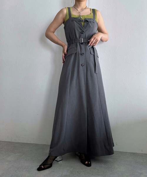 HARE(ハレ)の「テーラードライクジャンスカ(HARE)(ジャンパースカート・レディース・グレー/ブラック・FREE)」の11枚目の写真