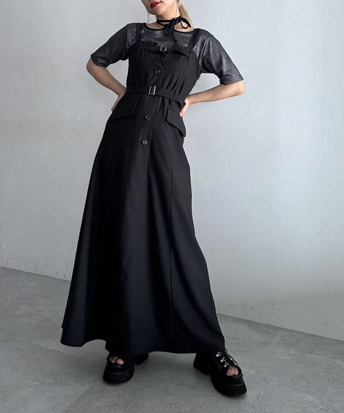 HARE(ハレ)の「テーラードライクジャンスカ(HARE)(ジャンパースカート・レディース・グレー/ブラック・FREE)」の9枚目の写真