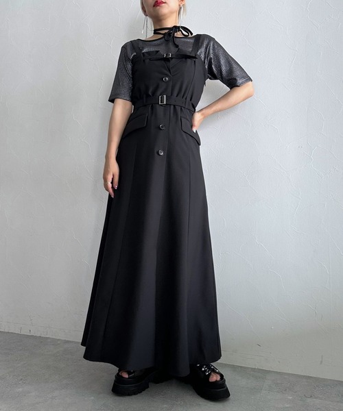 HARE(ハレ)の「テーラードライクジャンスカ(HARE)(ジャンパースカート・レディース・グレー/ブラック・FREE)」の6枚目の写真