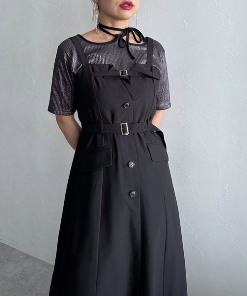 HARE(ハレ)の「テーラードライクジャンスカ(HARE)(ジャンパースカート・レディース・グレー/ブラック・FREE)」の4枚目の写真