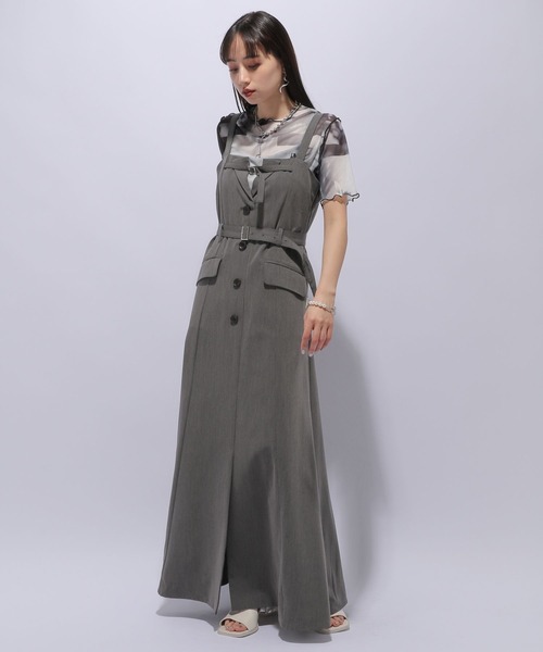 HARE(ハレ)の「テーラードライクジャンスカ(HARE)(ジャンパースカート・レディース・グレー/ブラック・FREE)」の21枚目の写真