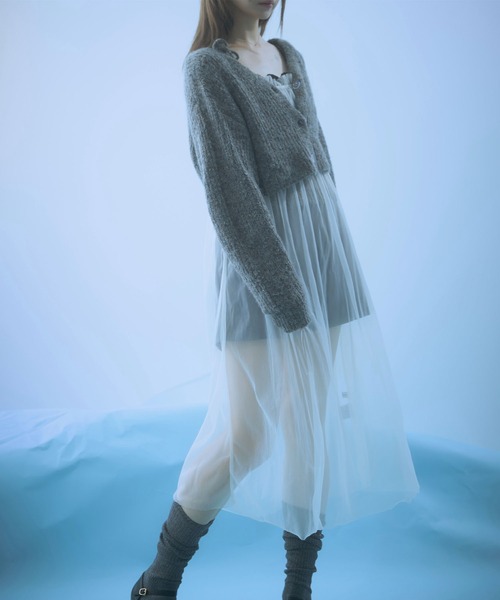 Auntie Rosa(アンティローザ)の「再入荷【_chunpi】バックロングリボンのシアーチュールワンピース(ワンピース・レディース・ブルーグレー/オフホワイト・FREE)」の18枚目の写真