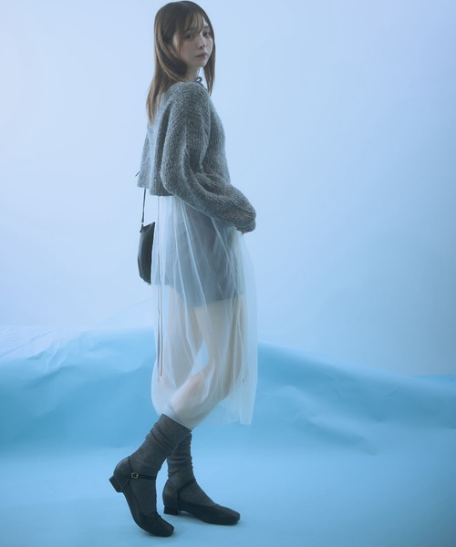 Auntie Rosa(アンティローザ)の「再入荷【_chunpi】バックロングリボンのシアーチュールワンピース(ワンピース・レディース・ブルーグレー/オフホワイト・FREE)」の19枚目の写真