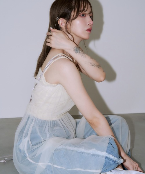 Auntie Rosa(アンティローザ)の「再入荷【_chunpi】バックロングリボンのシアーチュールワンピース(ワンピース・レディース・ブルーグレー/オフホワイト・FREE)」の15枚目の写真