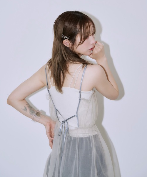 Auntie Rosa(アンティローザ)の「再入荷【_chunpi】バックロングリボンのシアーチュールワンピース(ワンピース・レディース・ブルーグレー/オフホワイト・FREE)」の13枚目の写真