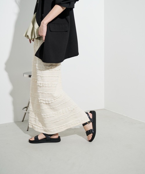 Shelly island(シェリーアイランド)の「ポップコーンカットナロースカート(スカート・レディース・ホワイト/ブラック/パープル・FREE)」の9枚目の写真