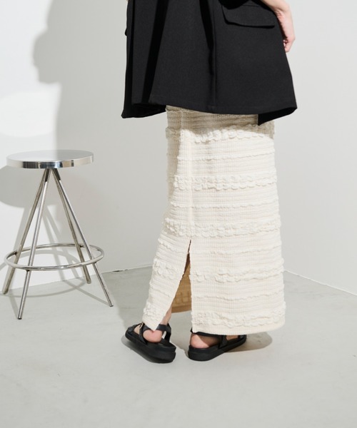 Shelly island(シェリーアイランド)の「ポップコーンカットナロースカート(スカート・レディース・ホワイト/ブラック/パープル・FREE)」の10枚目の写真