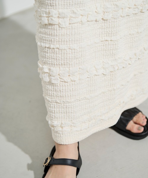 Shelly island(シェリーアイランド)の「ポップコーンカットナロースカート(スカート・レディース・ホワイト/ブラック/パープル・FREE)」の12枚目の写真