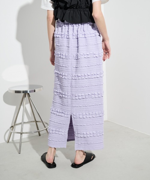 Shelly island(シェリーアイランド)の「ポップコーンカットナロースカート(スカート・レディース・ホワイト/ブラック/パープル・FREE)」の18枚目の写真