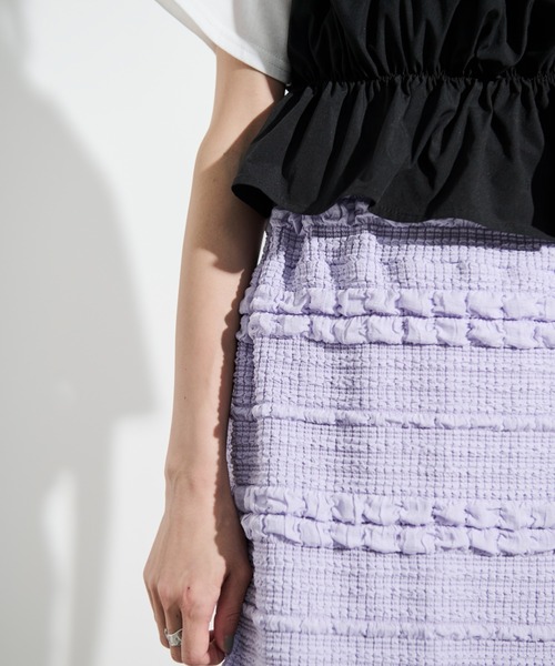 Shelly island(シェリーアイランド)の「ポップコーンカットナロースカート(スカート・レディース・ホワイト/ブラック/パープル・FREE)」の20枚目の写真