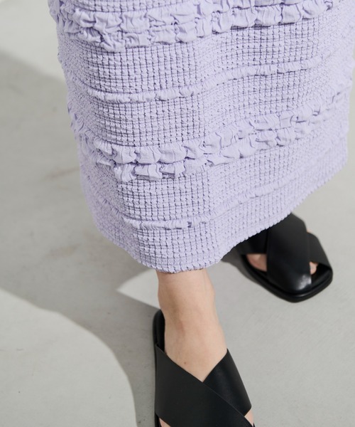 Shelly island(シェリーアイランド)の「ポップコーンカットナロースカート(スカート・レディース・ホワイト/ブラック/パープル・FREE)」の21枚目の写真