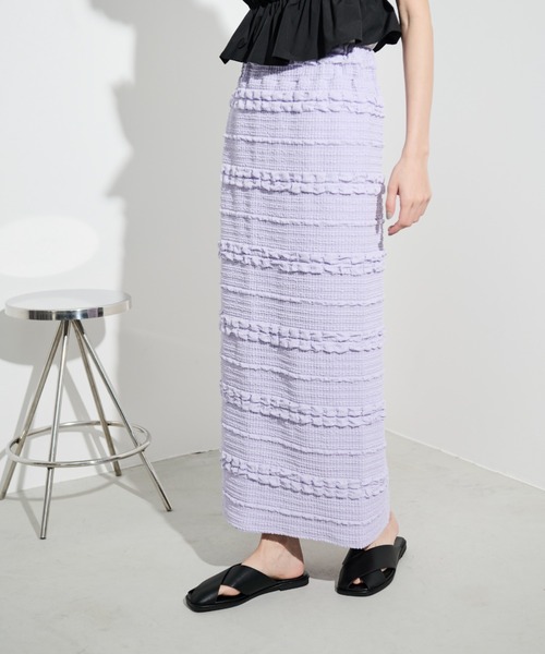 Shelly island(シェリーアイランド)の「ポップコーンカットナロースカート(スカート・レディース・ホワイト/ブラック/パープル・FREE)」の17枚目の写真