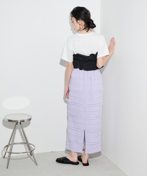 Shelly island(シェリーアイランド)の「ポップコーンカットナロースカート(スカート・レディース・ホワイト/ブラック/パープル・FREE)」の15枚目の写真