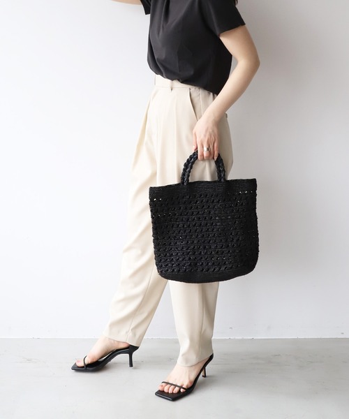 MICA&DEAL（マイカ＆ディール）の「【AFRICANSQUARE】ラフィアかぎ編みバッグ（ハンドバッグ・レディース・ブラック・FREE）」の19枚目の写真