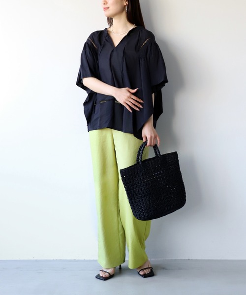 MICA&DEAL（マイカ＆ディール）の「【AFRICANSQUARE】ラフィアかぎ編みバッグ（ハンドバッグ・レディース・ブラック・FREE）」の9枚目の写真