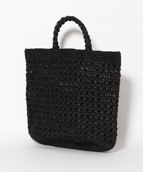 MICA&DEAL（マイカ＆ディール）の「【AFRICANSQUARE】ラフィアかぎ編みバッグ（ハンドバッグ・レディース・ブラック・FREE）」の6枚目の写真