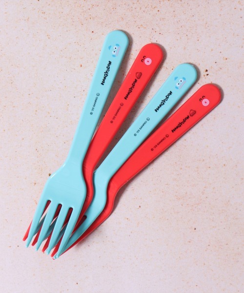 sanrio(サンリオ)の「(SK)【sanrio】【4本セット】プラスチック フォーク(カトラリー・キッズ・ピンク系/ターコイズブルー系・ONE SIZE)」の1枚目の写真