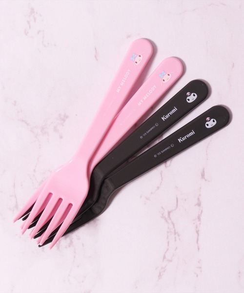 sanrio(サンリオ)の「(SK)【sanrio】【4本セット】プラスチック フォーク(カトラリー・キッズ・ピンク系/ターコイズブルー系・ONE SIZE)」の2枚目の写真