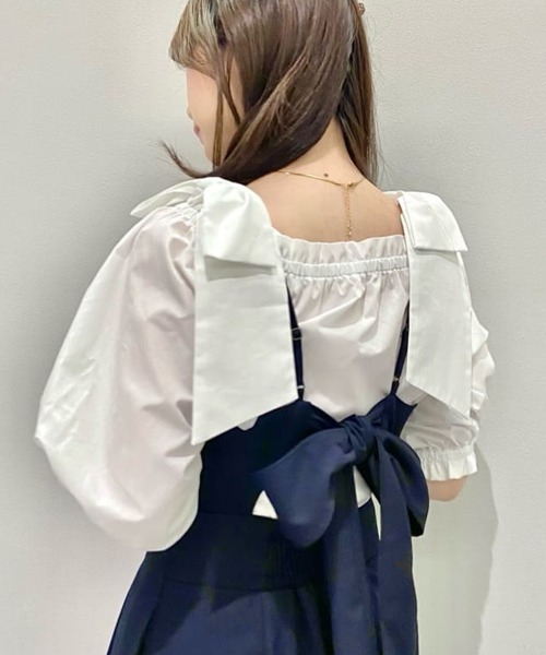 an another angelus(アンアナザーアンジェラス)の「ビッグリボンオフショルブラウス/ananotherangelus(シャツ/ブラウス・レディース・ホワイト×ブラック/オフホワイト/ブラック・FREE)」の1枚目の写真