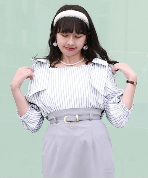 an another angelus(アンアナザーアンジェラス)の「ビッグリボンオフショルブラウス/ananotherangelus(シャツ/ブラウス・レディース・ホワイト×ブラック/オフホワイト/ブラック・FREE)」の8枚目の写真