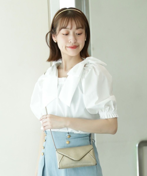 an another angelus(アンアナザーアンジェラス)の「ビッグリボンオフショルブラウス/ananotherangelus(シャツ/ブラウス・レディース・ホワイト×ブラック/オフホワイト/ブラック・FREE)」の12枚目の写真