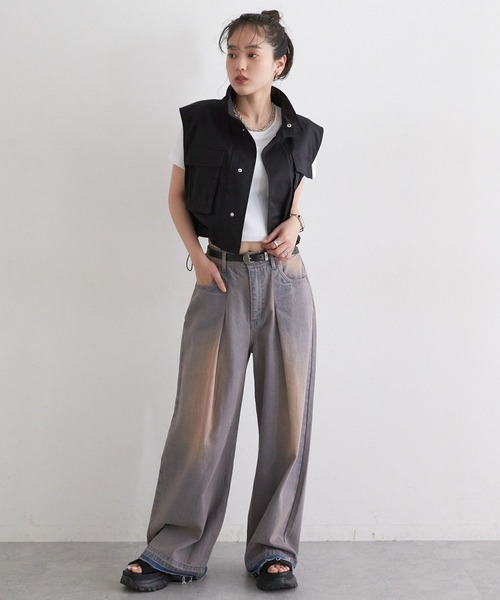 RAGEBLUE（レイジブルー）の「ミリタリーショートベスト（ベスト・レディース・ブラック/オリーブ・FREE）」の3枚目の写真