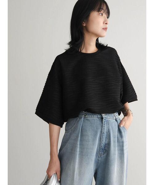 Petit fleur（プチフルール）の「・Petit　Fleur　ウェーブカットオーバーTEE（Tシャツ/カットソー・レディース・ブラック/オフホワイト/ブルー・FREE）」の20枚目の写真