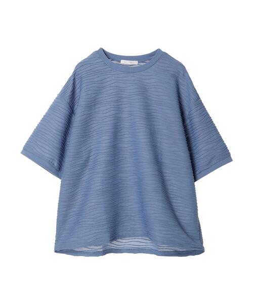 Petit fleur（プチフルール）の「・Petit　Fleur　ウェーブカットオーバーTEE（Tシャツ/カットソー・レディース・ブラック/オフホワイト/ブルー・FREE）」の4枚目の写真