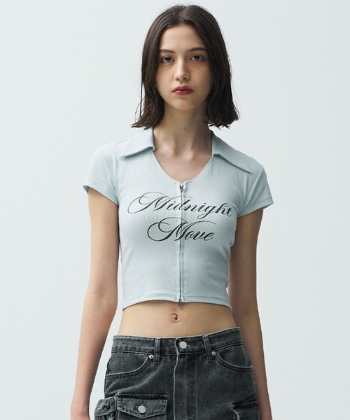 Midnight Move（ミッドナイトムーブ）の「Midnight Move／KR ZIP UP（Tシャツ/カットソー・レディース・ホワイト/ダークグレー/ライトブルー・FREE）」の3枚目の写真