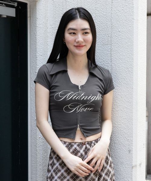 Midnight Move（ミッドナイトムーブ）の「Midnight Move／KR ZIP UP（Tシャツ/カットソー・レディース・ホワイト/ダークグレー/ライトブルー・FREE）」の8枚目の写真