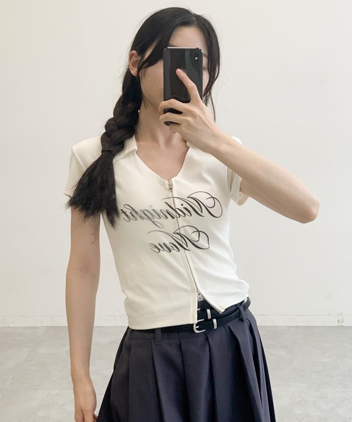 Midnight Move（ミッドナイトムーブ）の「Midnight Move／KR ZIP UP（Tシャツ/カットソー・レディース・ホワイト/ダークグレー/ライトブルー・FREE）」の4枚目の写真