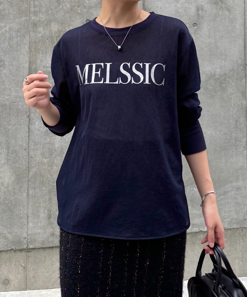 COLLAGE GALLARDAGALANTE（コラージュガリャルダガランテ）の「リブコンビシアークルーロゴTシャツ（Tシャツ/カットソー・レディース・ホワイト/ネイビー/ピンク・FREE）」の3枚目の写真