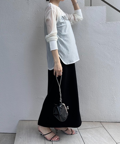 COLLAGE GALLARDAGALANTE（コラージュガリャルダガランテ）の「リブコンビシアークルーロゴTシャツ（Tシャツ/カットソー・レディース・ホワイト/ネイビー/ピンク・FREE）」の12枚目の写真