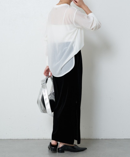 COLLAGE GALLARDAGALANTE（コラージュガリャルダガランテ）の「リブコンビシアークルーロゴTシャツ（Tシャツ/カットソー・レディース・ホワイト/ネイビー/ピンク・FREE）」の21枚目の写真