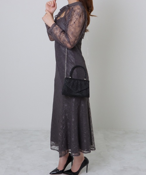 Lace Ladies(レースレディース)の「ギャザー フラップ コンパクト スクエア ハンド バッグ(クラッチバッグ・レディース・シルバー/ブラック/ベージュ・FREE)」の20枚目の写真
