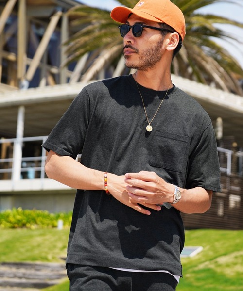 jiggys shop(ジギーズショップ)の「クルーネックポケ付き無地半袖Tシャツカットソー(Tシャツ/カットソー・メンズ・グレー系その他2/ネイビー/グリーン系その他/ライトグレー/ホワイト/ヘザーグレー/オレンジ系その他/ブラック/グレー系その他・MEDIUM/LARGE/X-LARGE)」の5枚目の写真