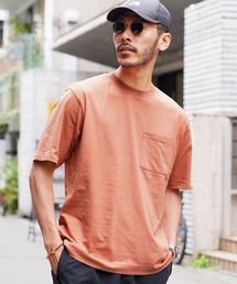 クルーネックポケ付き無地半袖Tシャツカットソー