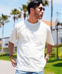 クルーネックポケ付き無地半袖Tシャツカットソー