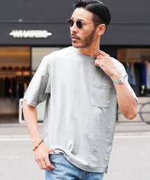 クルーネックポケ付き無地半袖Tシャツカットソー
