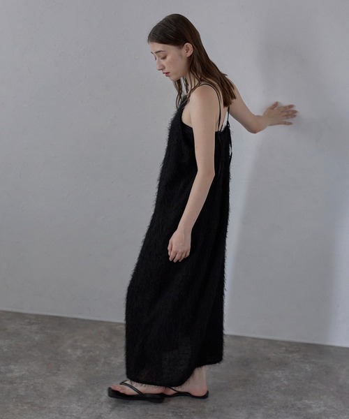 Bonjour Sagan（ボンジュールサガン）の「【MINERTE】fringe camisole one piece / フリンジキャミワンピース（ワンピース・レディース・ブラック・FREE）」の3枚目の写真