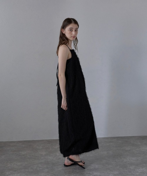 Bonjour Sagan（ボンジュールサガン）の「【MINERTE】fringe camisole one piece / フリンジキャミワンピース（ワンピース・レディース・ブラック・FREE）」の4枚目の写真