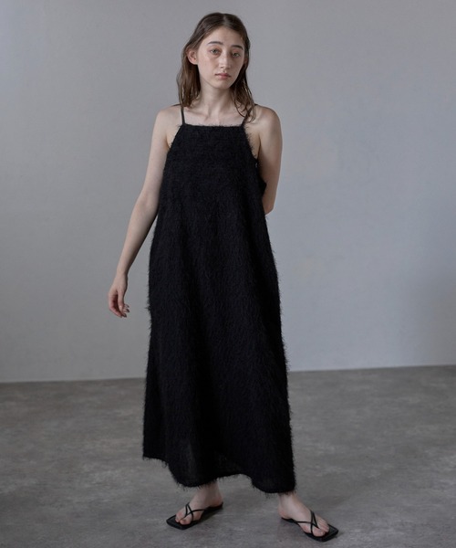Bonjour Sagan（ボンジュールサガン）の「【MINERTE】fringe camisole one piece / フリンジキャミワンピース（ワンピース・レディース・ブラック・FREE）」の8枚目の写真