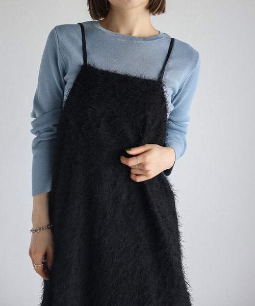 Bonjour Sagan（ボンジュールサガン）の「【MINERTE】fringe camisole one piece / フリンジキャミワンピース（ワンピース・レディース・ブラック・FREE）」の22枚目の写真