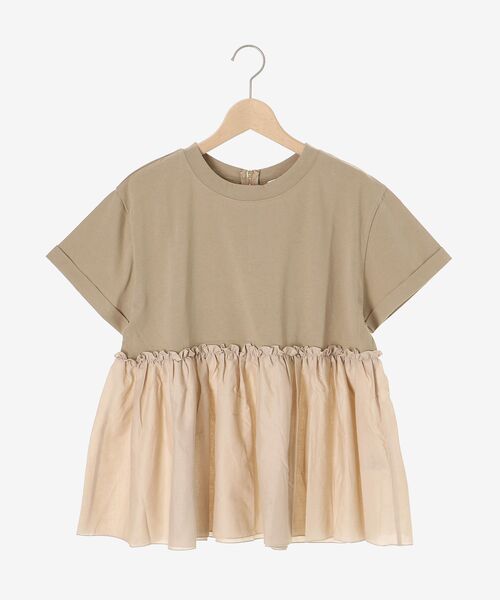 le.coeur blanc(ルクールブラン)の「コットンローンコンビカットプルオーバー(Tシャツ/カットソー・レディース・ベージュ/ブラック・38)」の3枚目の写真