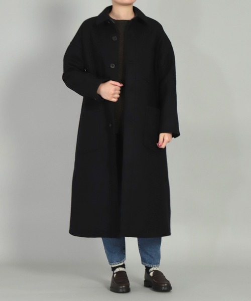 OMNIGOD（オムニゴッド）の「[OMNIGOD womens / オムニゴッド] メルトン ストアーズコート（ステンカラーコート・レディース・ブラック/ブラウン・FREE）」の2枚目の写真