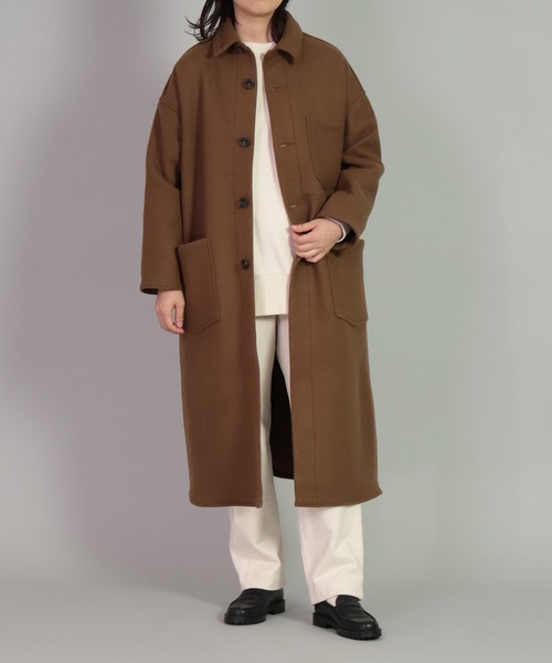 OMNIGOD（オムニゴッド）の「[OMNIGOD womens / オムニゴッド] メルトン ストアーズコート（ステンカラーコート・レディース・ブラック/ブラウン・FREE）」の3枚目の写真