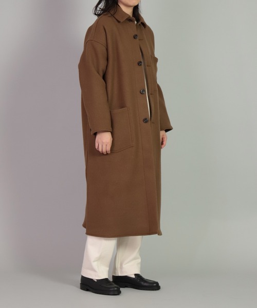 OMNIGOD（オムニゴッド）の「[OMNIGOD womens / オムニゴッド] メルトン ストアーズコート（ステンカラーコート・レディース・ブラック/ブラウン・FREE）」の4枚目の写真